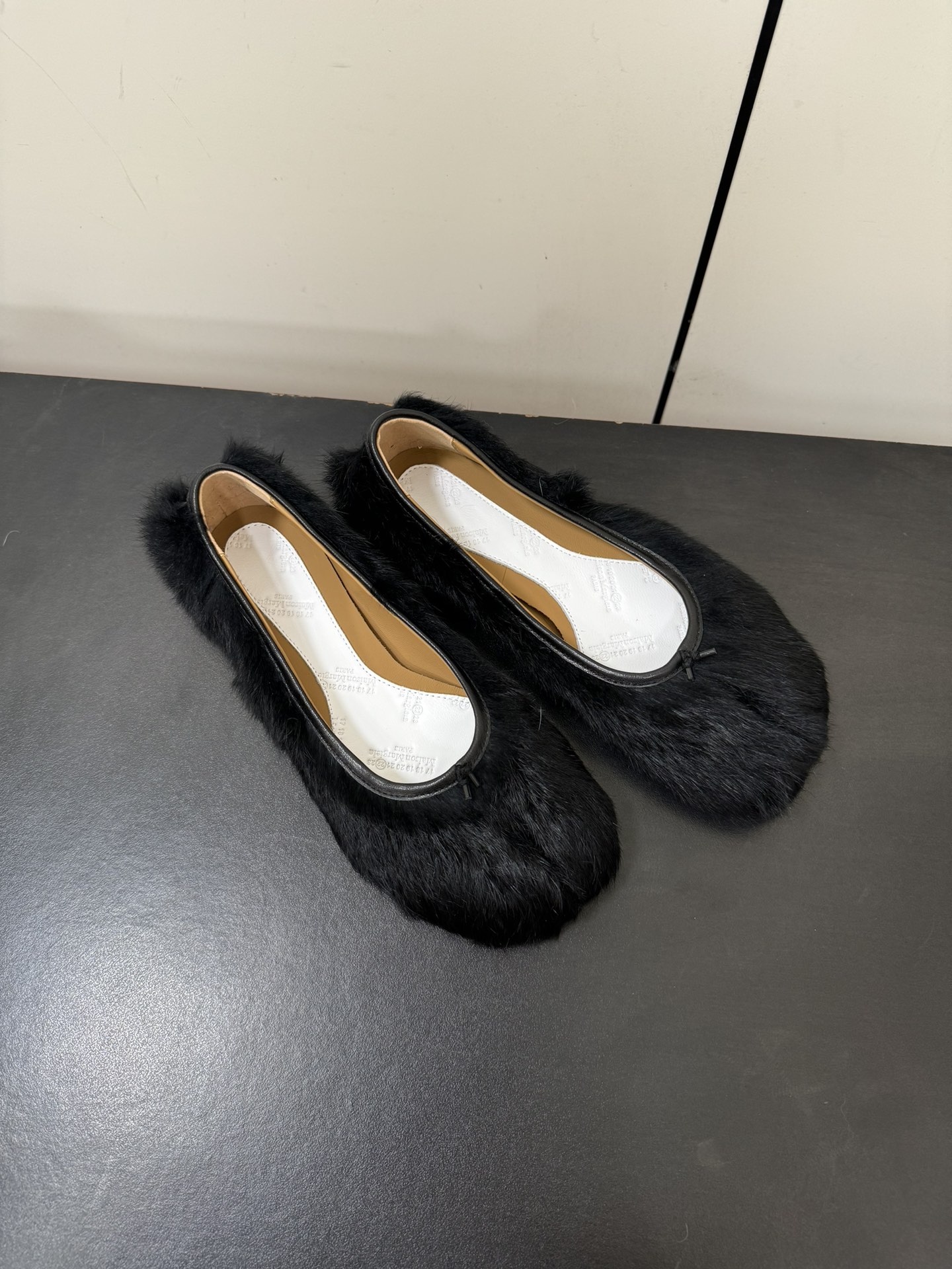 Hermès MM6 Maison Margiela Tabi Faux Fur Ballet Flats