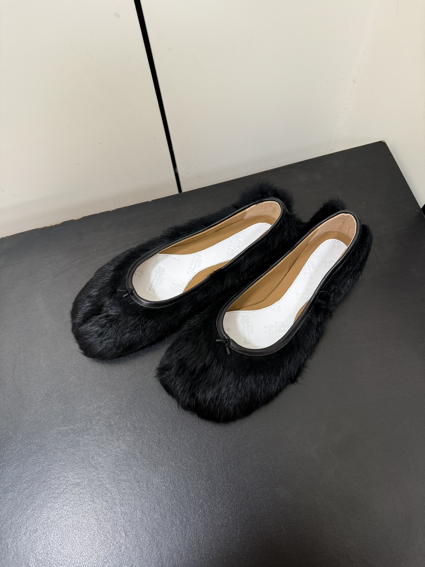 Hermès MM6 Maison Margiela Tabi Faux Fur Ballet Flats