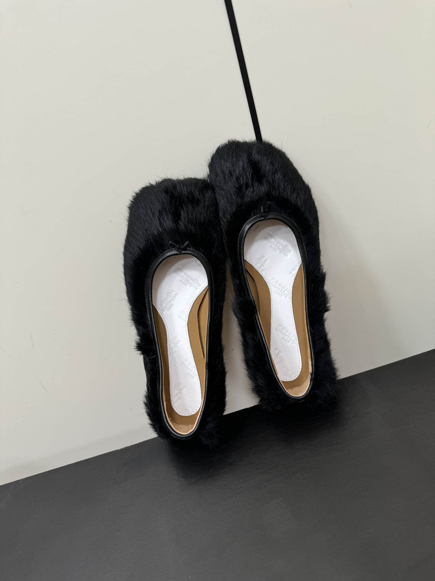 Hermès MM6 Maison Margiela Tabi Faux Fur Ballet Flats