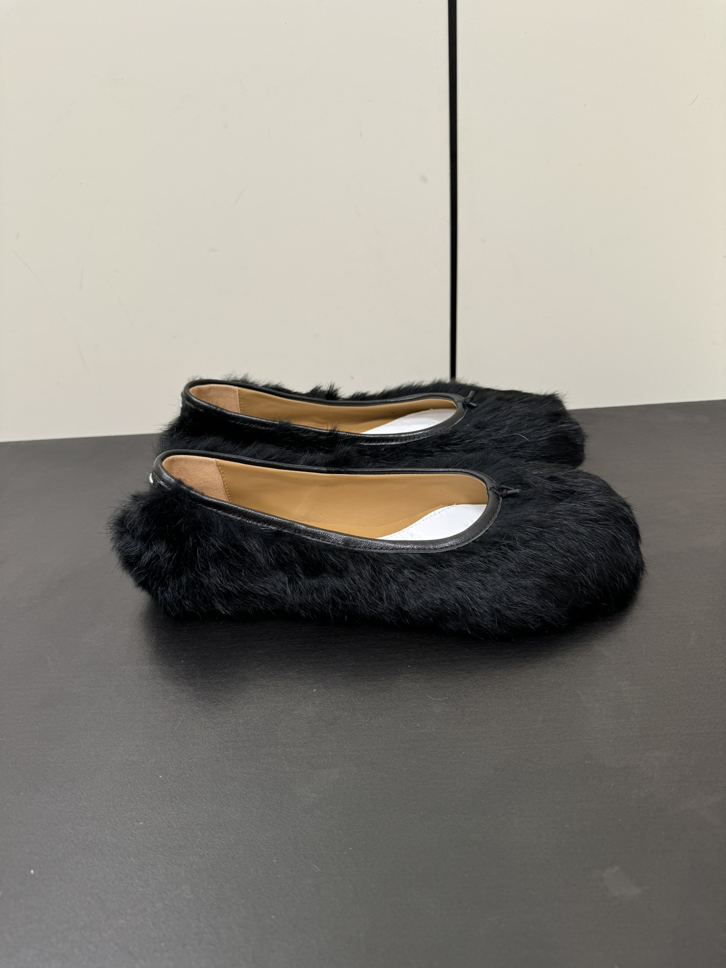 Hermès MM6 Maison Margiela Tabi Faux Fur Ballet Flats
