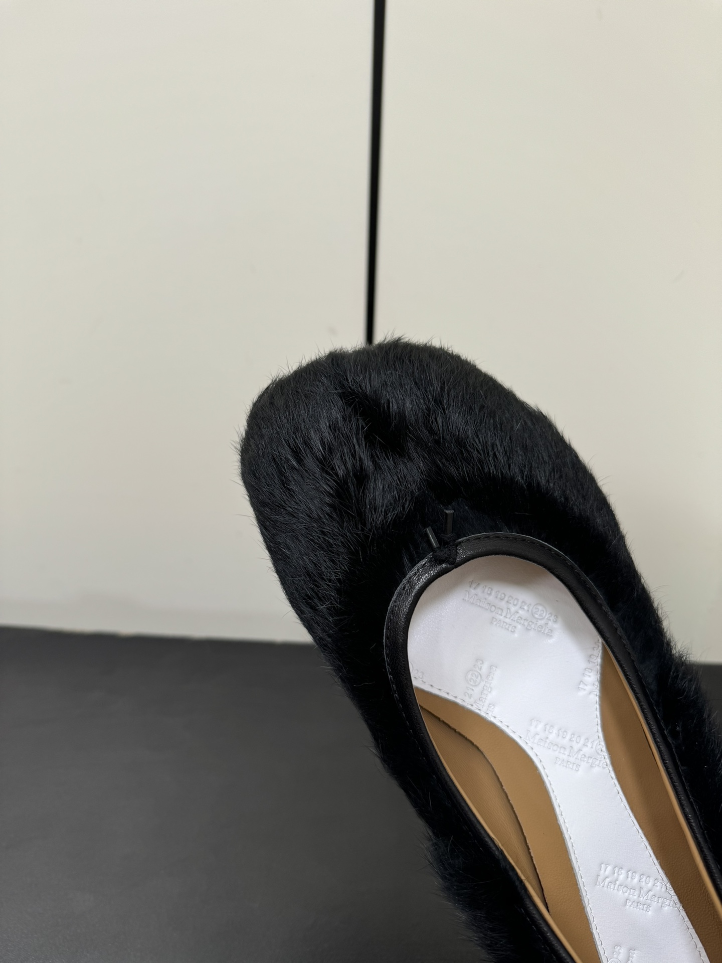 Hermès MM6 Maison Margiela Tabi Faux Fur Ballet Flats