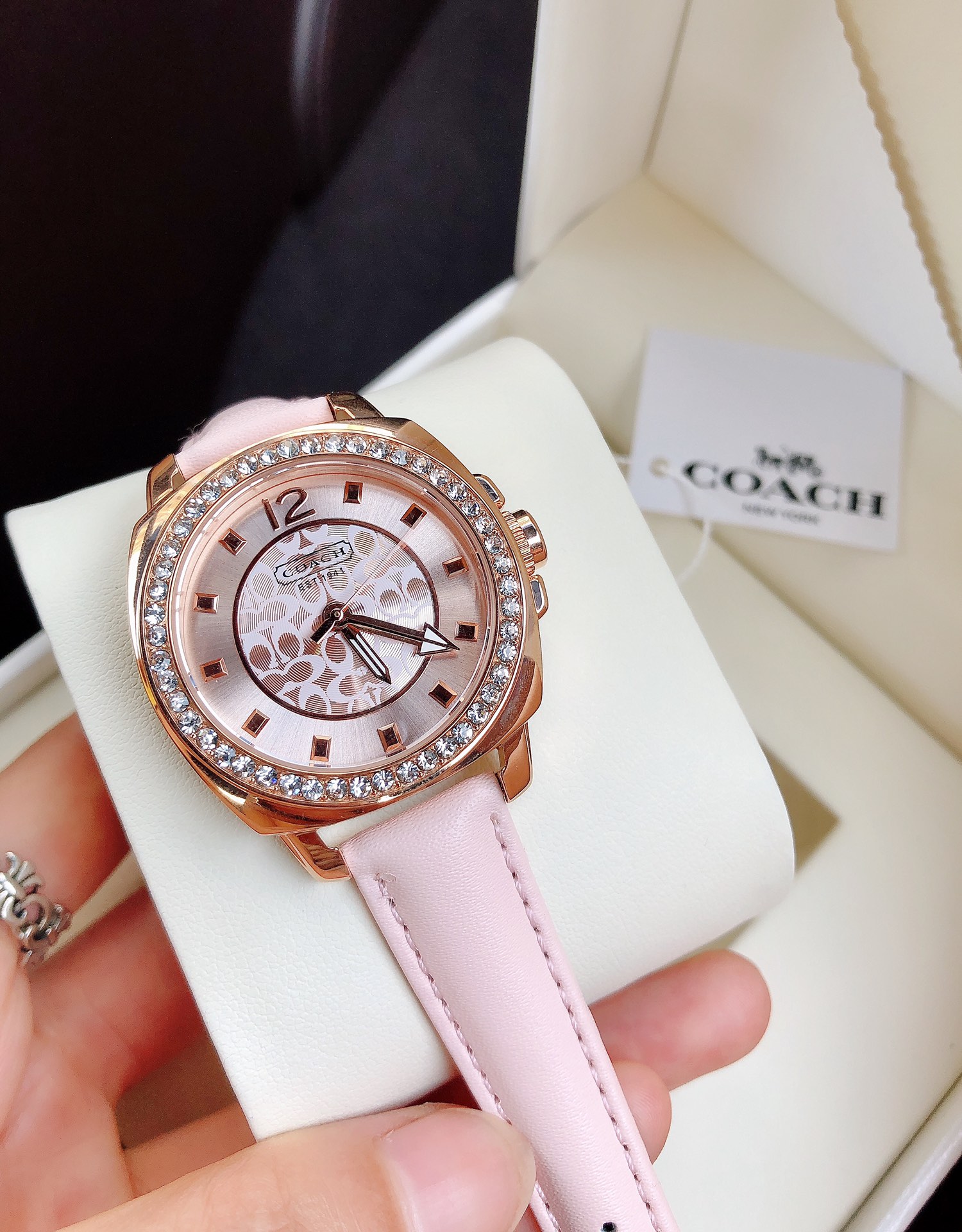 Coach Women's Boyfriend Pink Leather Strap Watch  14503981