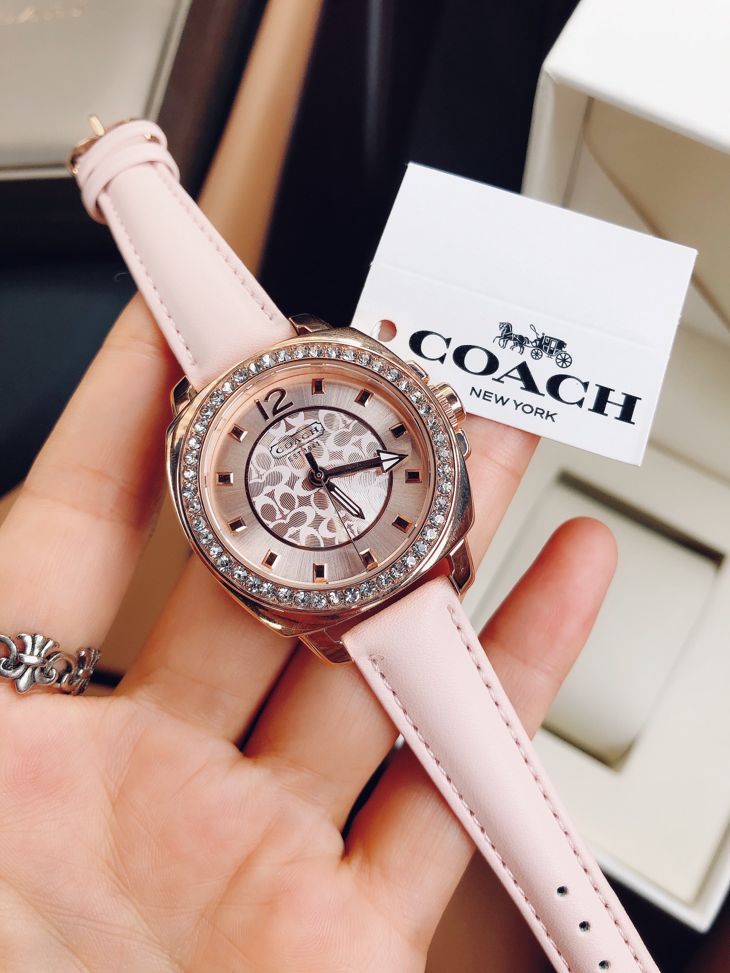 Coach Women's Boyfriend Pink Leather Strap Watch  14503981