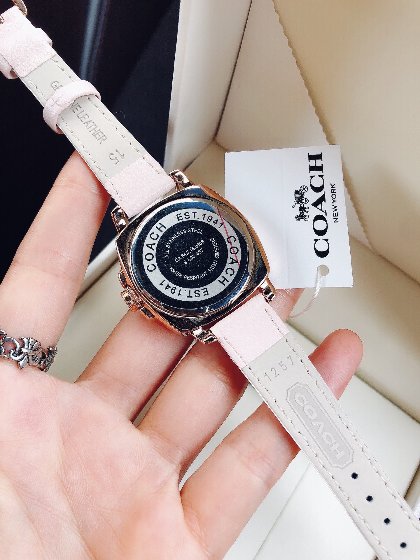 Coach Women's Boyfriend Pink Leather Strap Watch  14503981