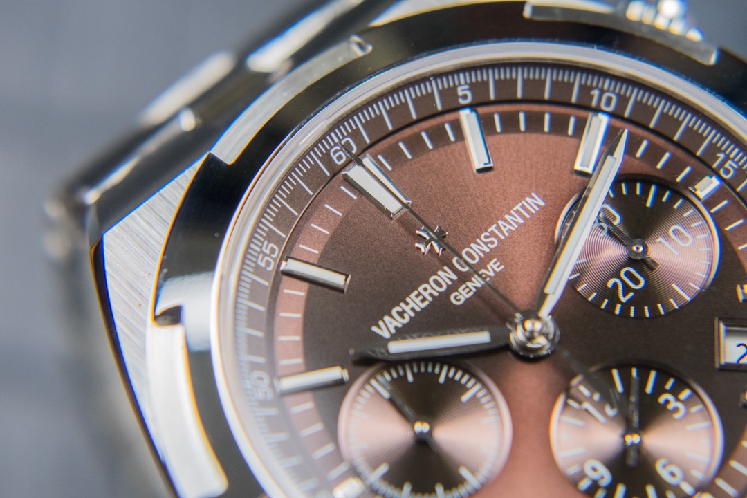 Vacheron Constantin Anti-Magnetic Chronograph Mechanical Movement Stainless Steel Brown Dial Overseas Collection Watch 41mm Diameter 