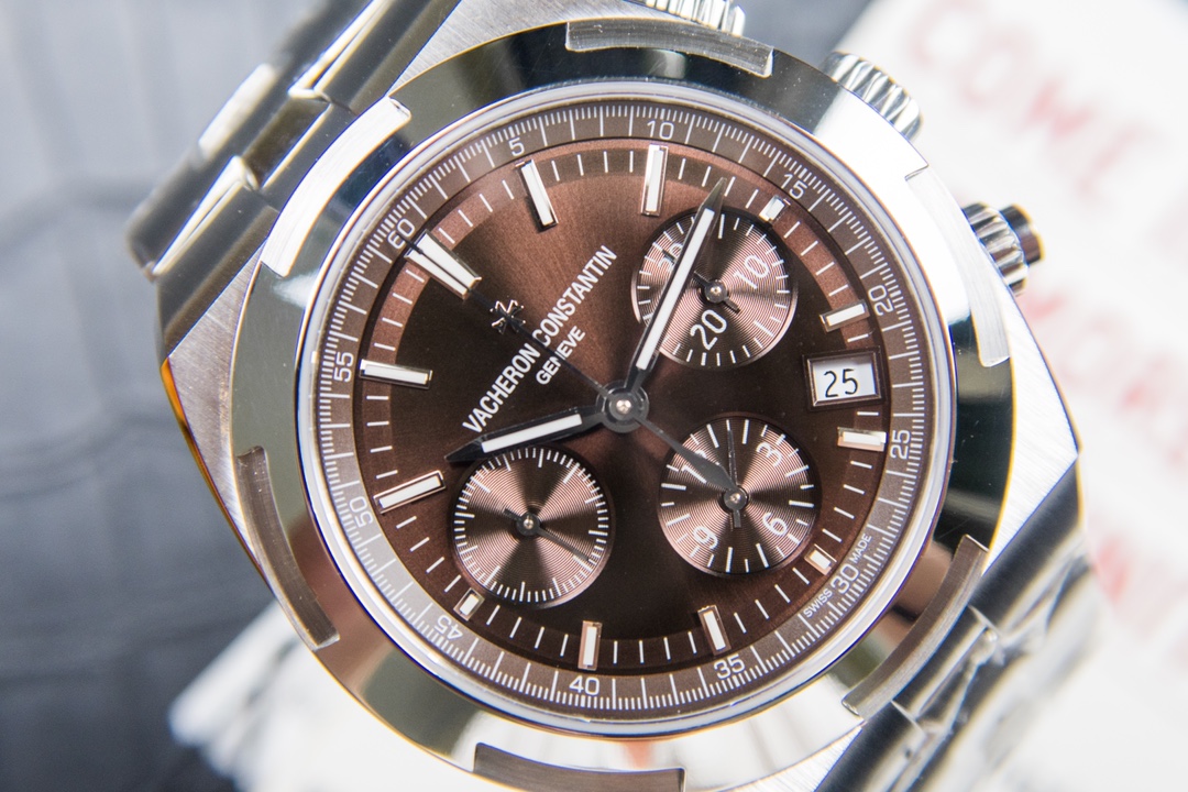 Vacheron Constantin Anti-Magnetic Chronograph Mechanical Movement Stainless Steel Brown Dial Overseas Collection Watch 41mm Diameter 