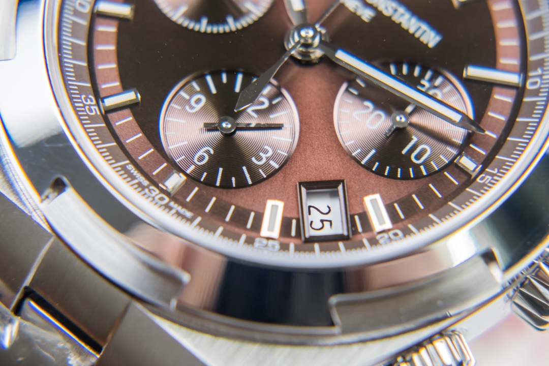 Vacheron Constantin Anti-Magnetic Chronograph Mechanical Movement Stainless Steel Brown Dial Overseas Collection Watch 41mm Diameter 