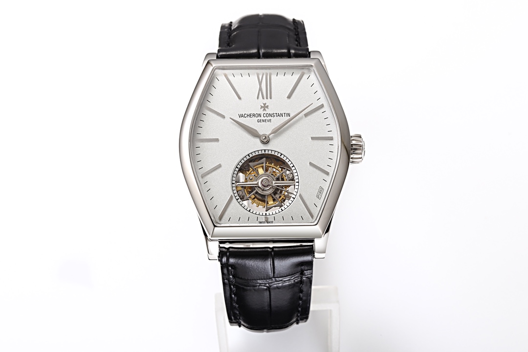 Vacheron Constantin Malte Tourbillon Watch - Platinum Tonneau Case, Manual Winding, Open Tourbillon Dial, Black Alligator Strap