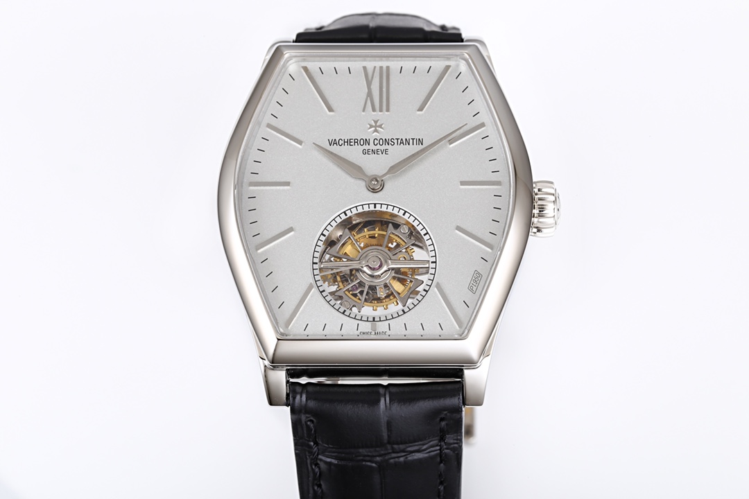 Vacheron Constantin Malte Tourbillon Watch - Platinum Tonneau Case, Manual Winding, Open Tourbillon Dial, Black Alligator Strap