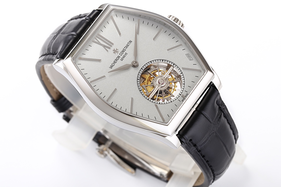 Vacheron Constantin Malte Tourbillon Watch - Platinum Tonneau Case, Manual Winding, Open Tourbillon Dial, Black Alligator Strap