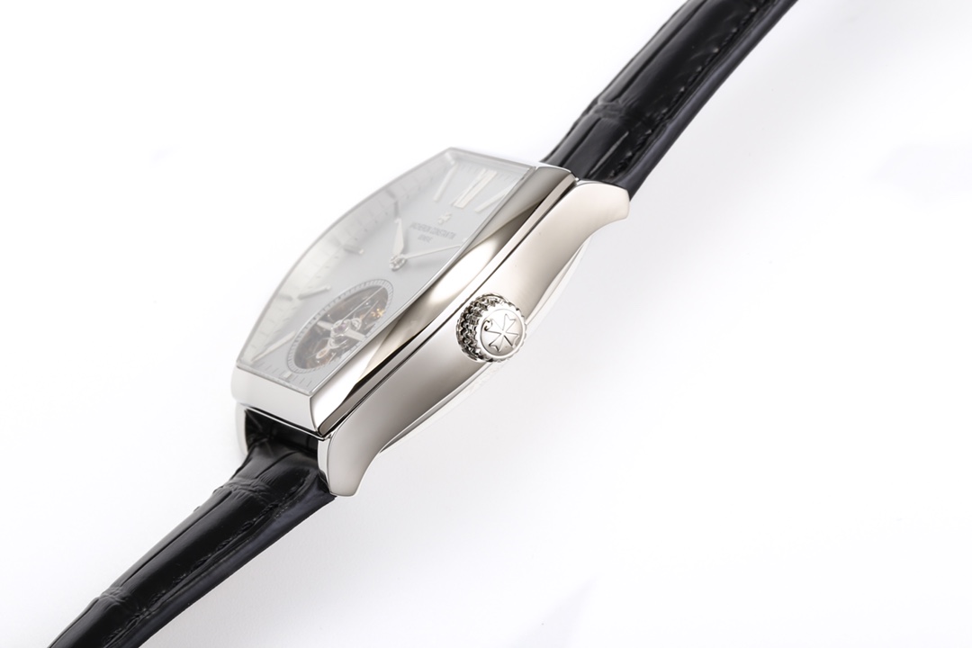 Vacheron Constantin Malte Tourbillon Watch - Platinum Tonneau Case, Manual Winding, Open Tourbillon Dial, Black Alligator Strap