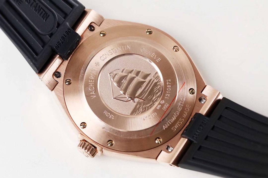 Vacheron Constantin Overseas Watch - 18K Rose Gold Case, Black Rubber Strap, Automatic Antimagnetic Movement, Black Dial with Date  Diameter 42mm x Thickness 9.7mm
