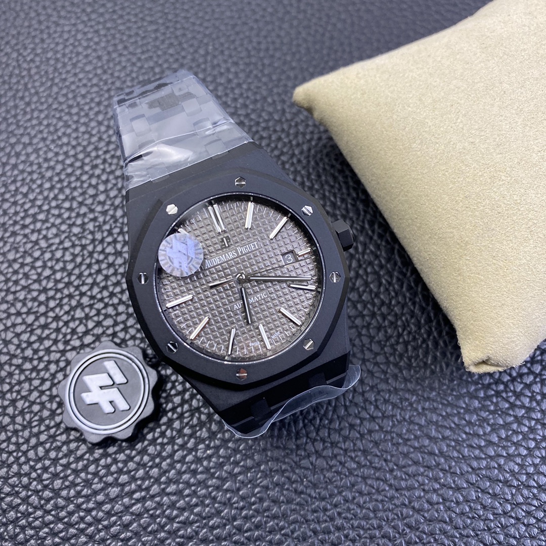 AUDEMARS PIGUET Royal Oak Watch - 41mm Black Ceramic Case & Bracelet, Grid Dial, Date Display, Automatic Movement