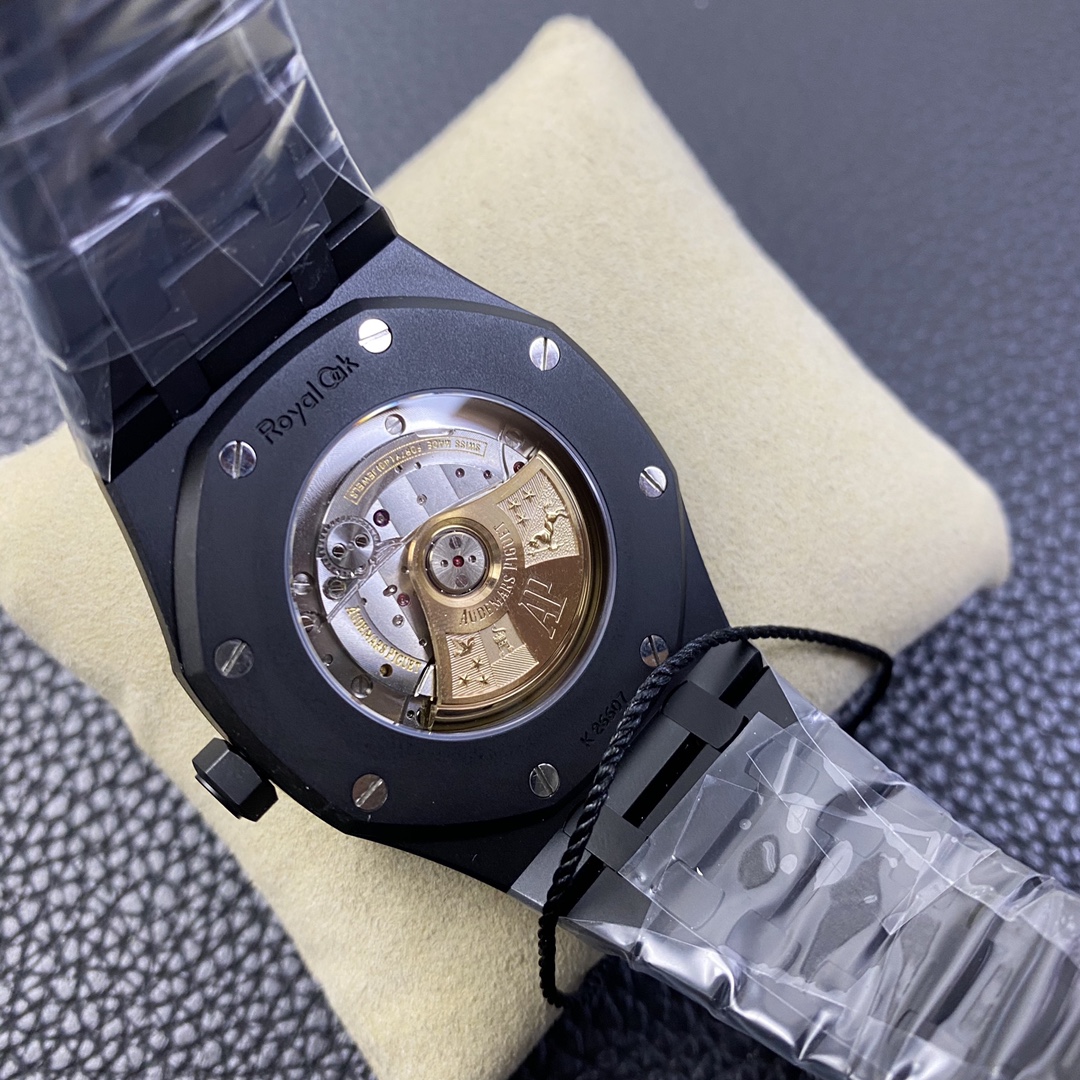 AUDEMARS PIGUET Royal Oak Watch - 41mm Black Ceramic Case & Bracelet, Grid Dial, Date Display, Automatic Movement