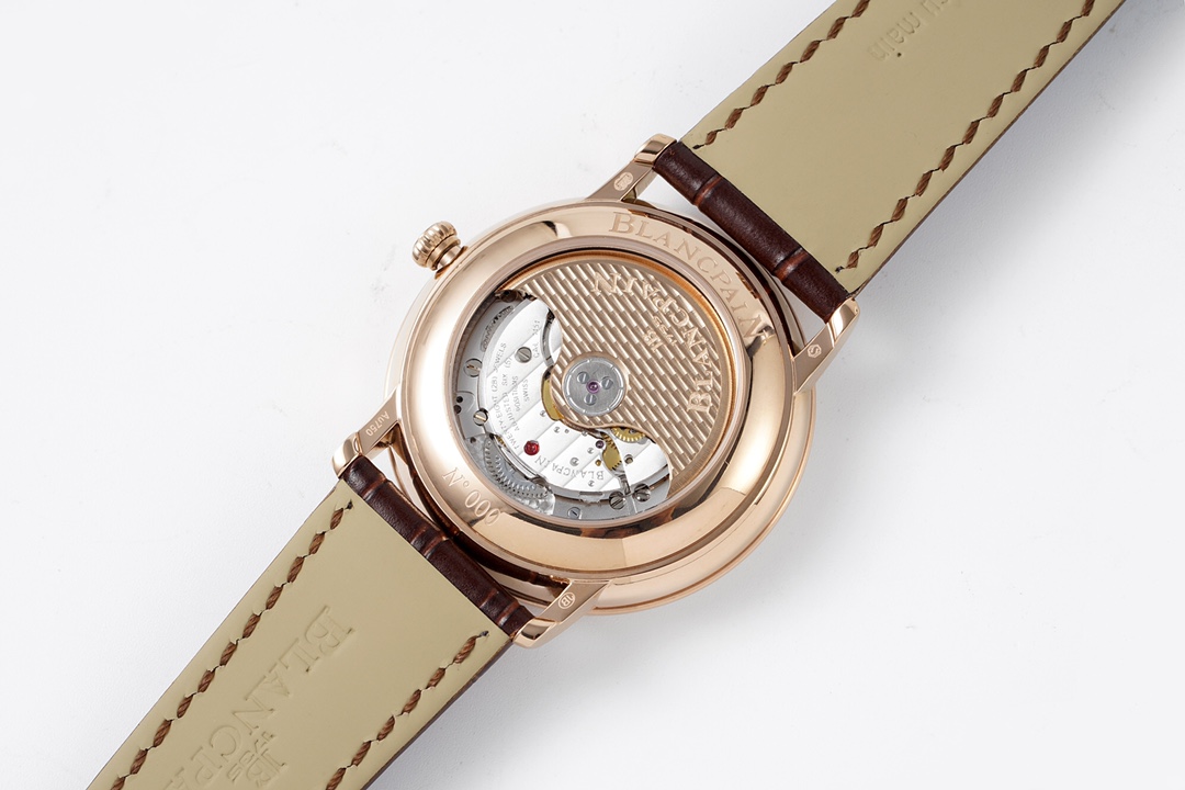 Blancpain Villeret GMT Date 40.5mm 18K Rose Gold Watch (Ref. 6662-3642-55B) – White Dial, Brown Alligator Strap