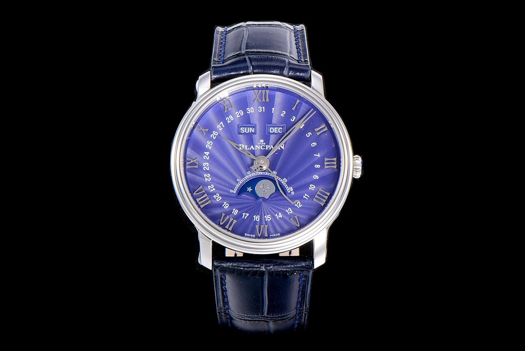  对应中文（若需双语展示）： 宝珀 Villeret 40 毫米精钢腕表 全历月相 蓝色表盘（型号 6654-1127-55B） 这个版本聚焦高搜索权重信息，适配亚马逊的搜索算法逻辑。要不