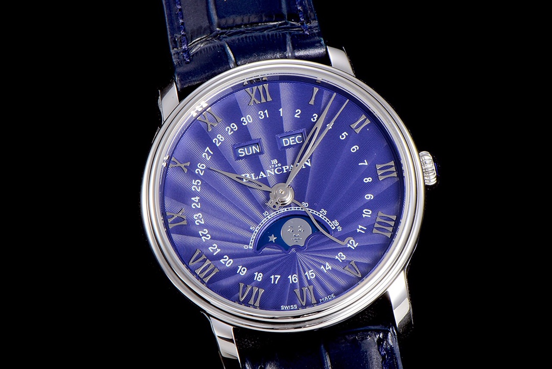  对应中文（若需双语展示）： 宝珀 Villeret 40 毫米精钢腕表 全历月相 蓝色表盘（型号 6654-1127-55B） 这个版本聚焦高搜索权重信息，适配亚马逊的搜索算法逻辑。要不