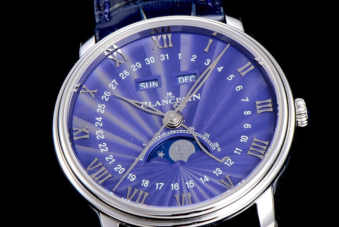  对应中文（若需双语展示）： 宝珀 Villeret 40 毫米精钢腕表 全历月相 蓝色表盘（型号 6654-1127-55B） 这个版本聚焦高搜索权重信息，适配亚马逊的搜索算法逻辑。要不