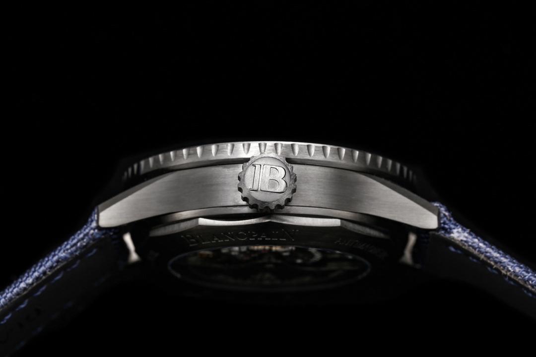 Blancpain Fifty Fathoms Bathyscaphe 43.6mm Titanium Watch – Blue Dial, Blue Canvas Strap (Ref. 5000-0240-B52A)