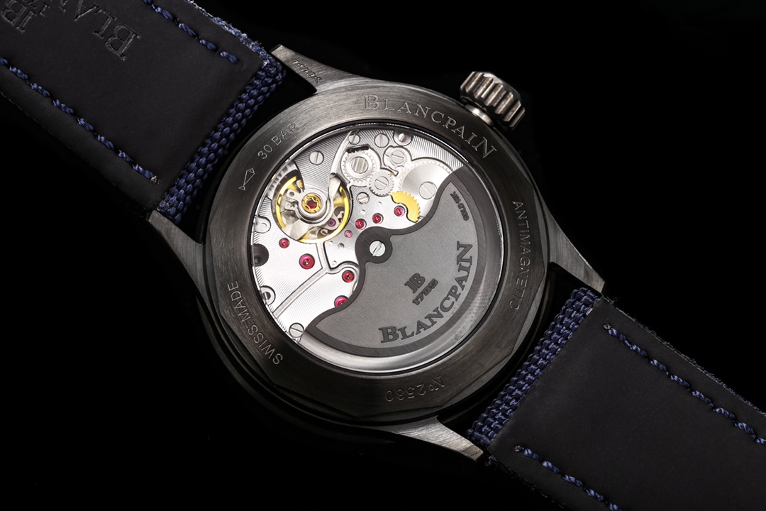 Blancpain Fifty Fathoms Bathyscaphe 43.6mm Titanium Watch – Blue Dial, Blue Canvas Strap (Ref. 5000-0240-B52A)