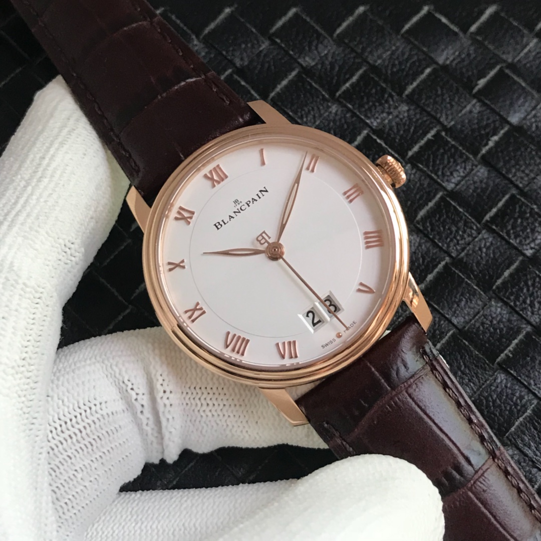 Blancpain Automatic Watch - Rose Gold Case, Enamel Dial, Day-Date Function, Swiss Made