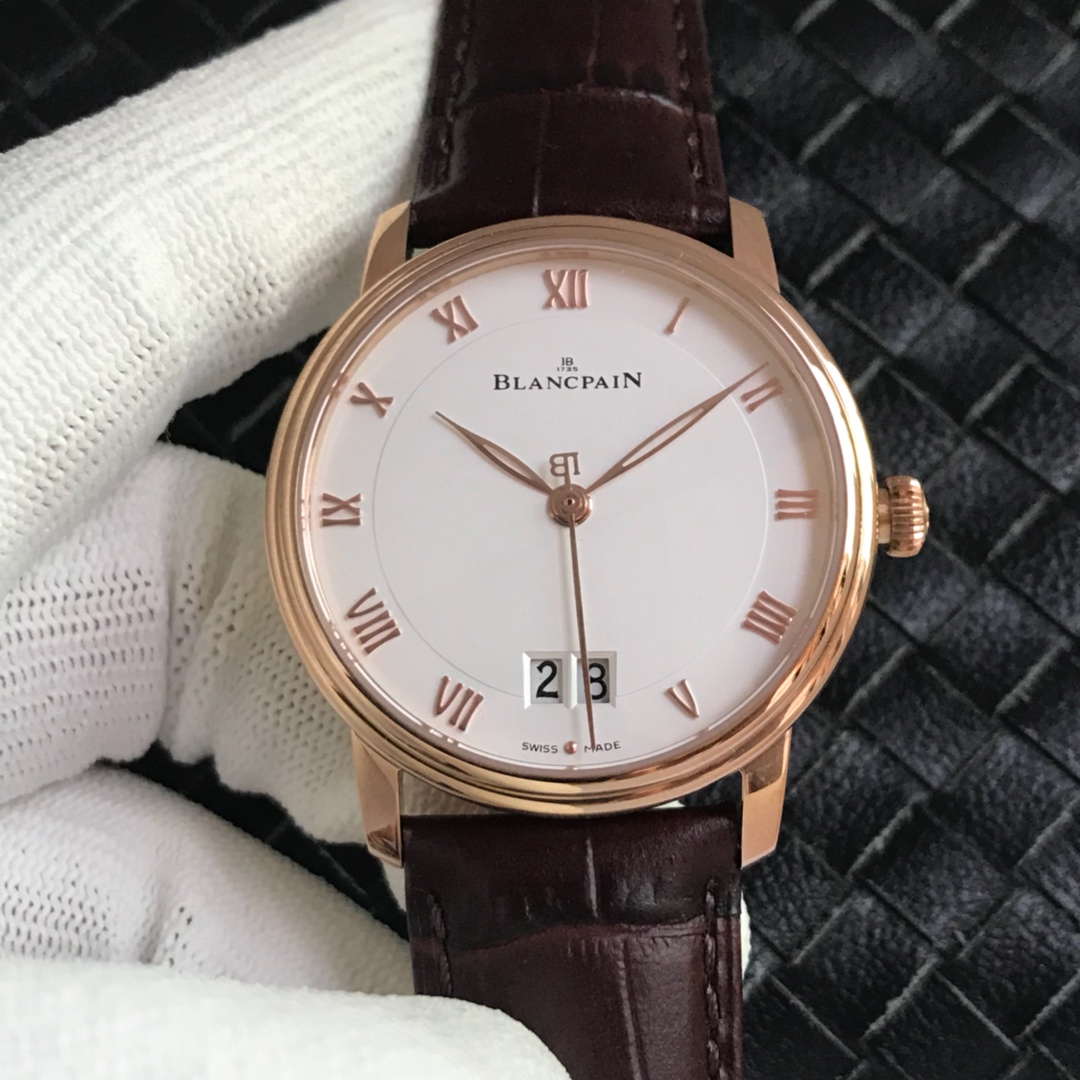 Blancpain Automatic Watch - Rose Gold Case, Enamel Dial, Day-Date Function, Swiss Made