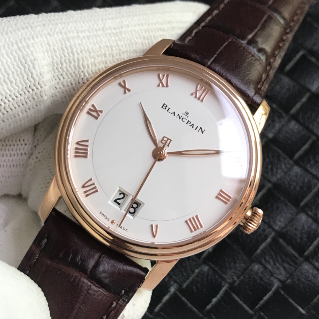 Blancpain Automatic Watch - Rose Gold Case, Enamel Dial, Day-Date Function, Swiss Made