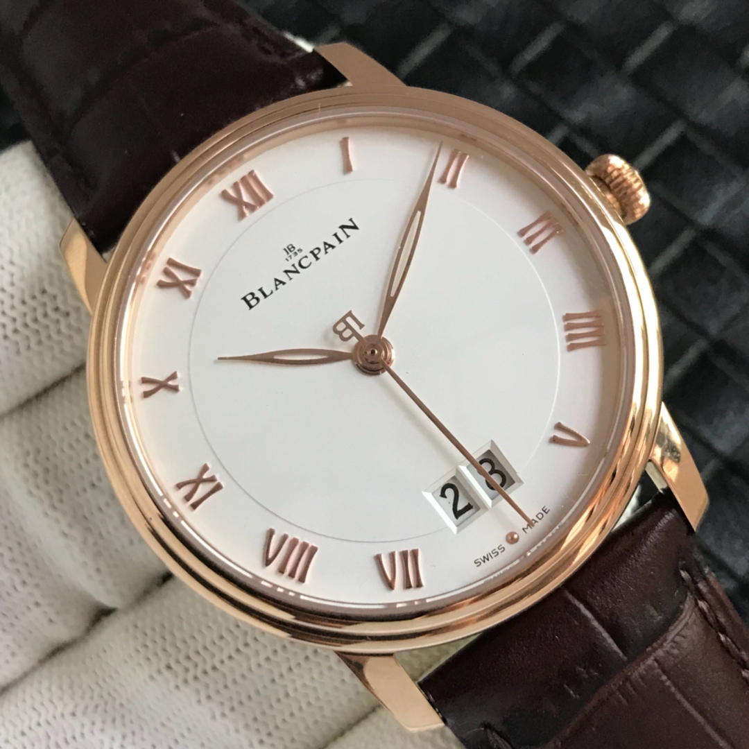 Blancpain Automatic Watch - Rose Gold Case, Enamel Dial, Day-Date Function, Swiss Made