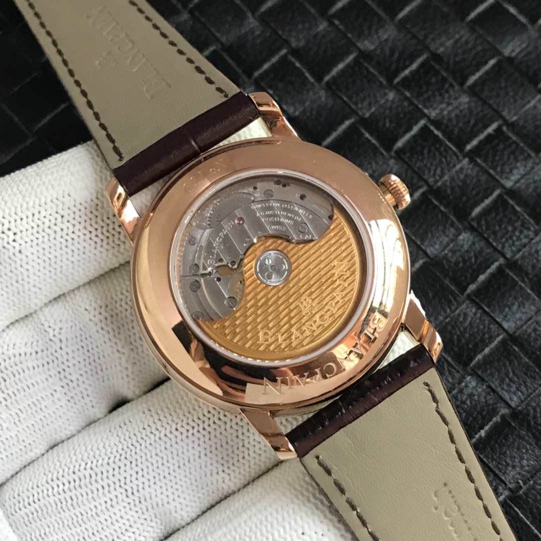 Blancpain Automatic Watch - Rose Gold Case, Enamel Dial, Day-Date Function, Swiss Made