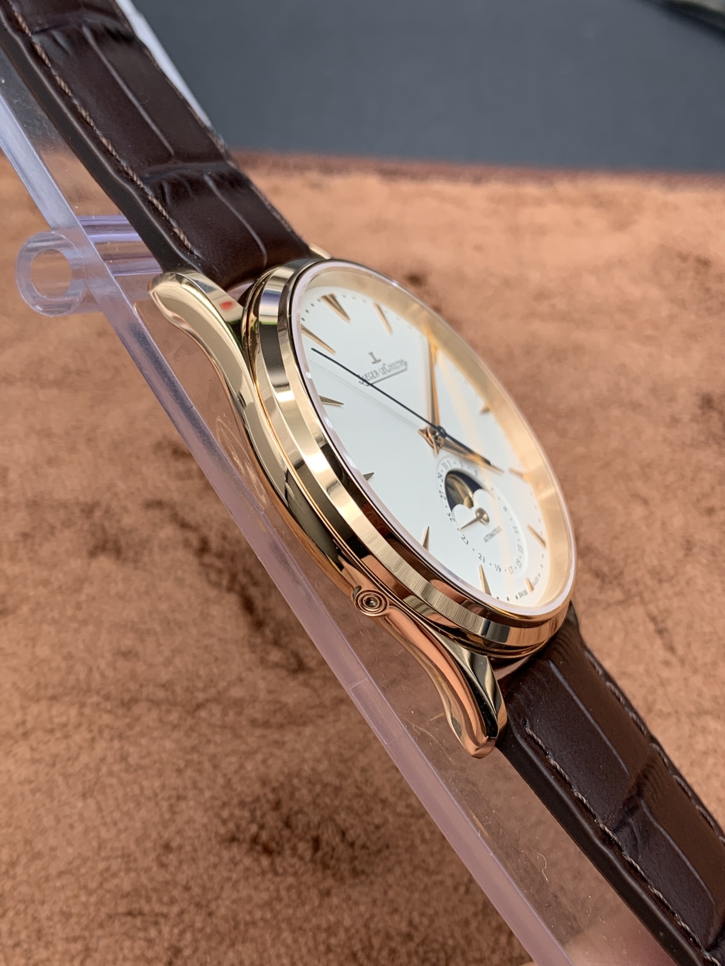 Jaeger-LeCoultre Automatic Watch - Yellow Gold Case, Moon Phase Function, Ivory Dial, Swiss Made