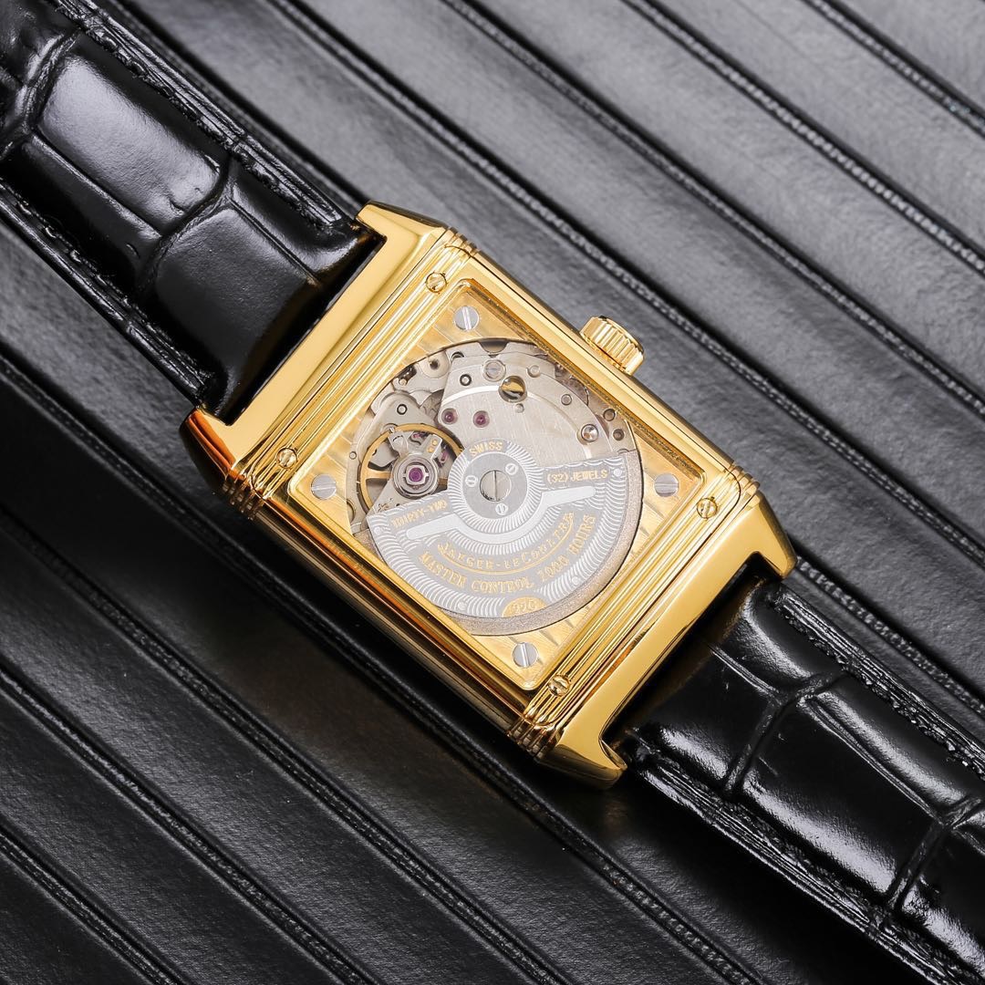 Jaeger-LeCoultre Reverso Watch - 48.5x24mm Stainless Steel Case with Diamond Bezel, Green Dial, Black Leather Strap, Swiss Made