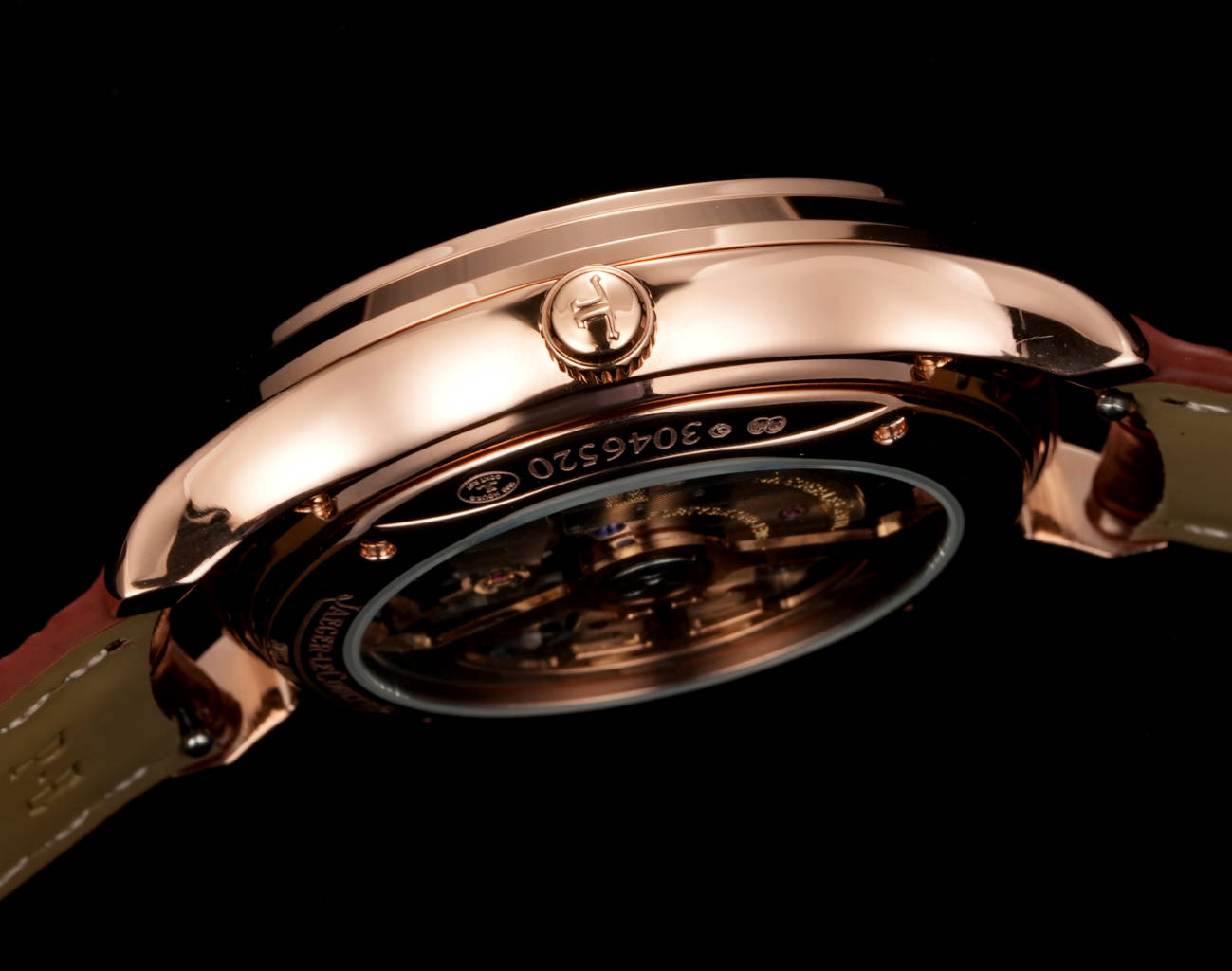 Jaeger-LeCoultre Perpetual Calendar Moon Phase Watch - Rose Gold Case, Ivory Dial, Brown Leather Strap, Swiss Made