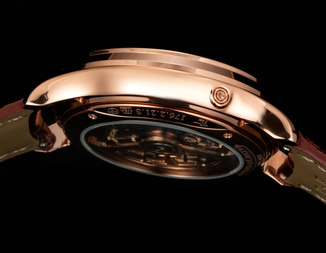 Jaeger-LeCoultre Perpetual Calendar Moon Phase Watch - Rose Gold Case, Ivory Dial, Brown Leather Strap, Swiss Made