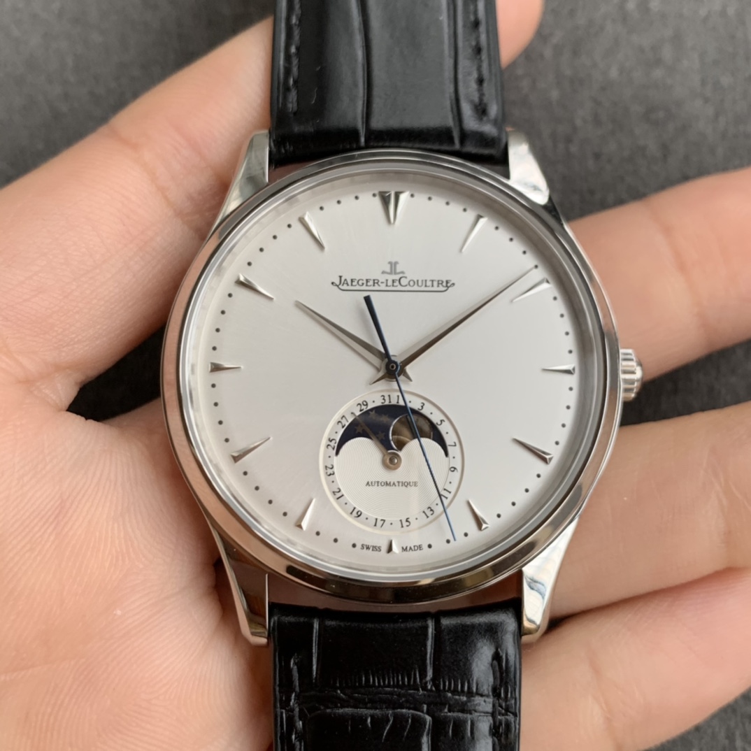 aeger-LeCoultre Master Ultra Thin Moon Phase Dress Watch for Men (Model Q1368420) - 39mm Case Diameter, 9.9mm Thickness