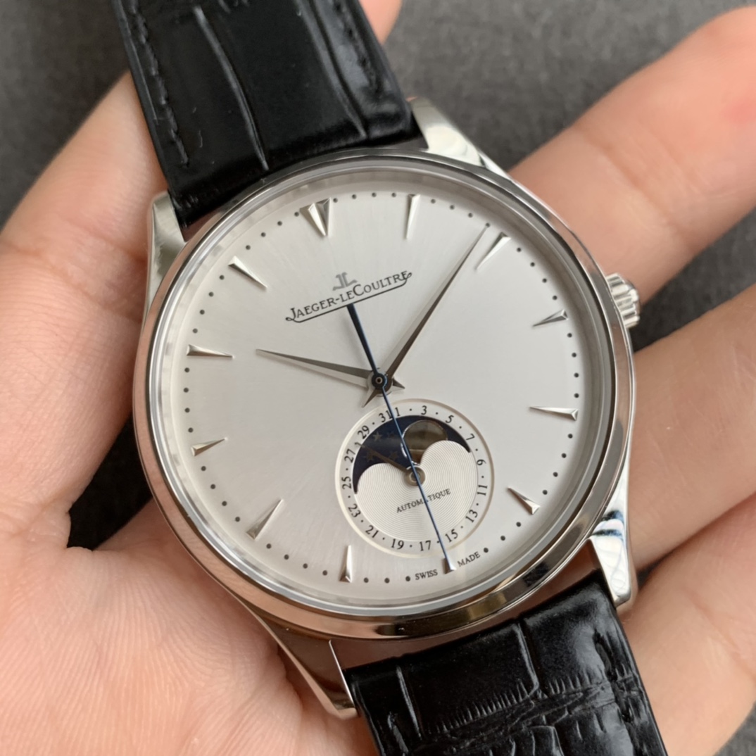 aeger-LeCoultre Master Ultra Thin Moon Phase Dress Watch for Men (Model Q1368420) - 39mm Case Diameter, 9.9mm Thickness