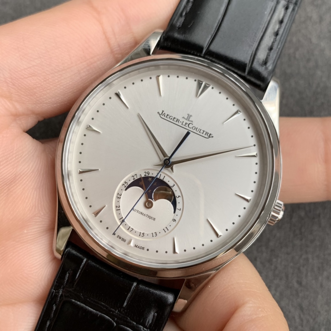 aeger-LeCoultre Master Ultra Thin Moon Phase Dress Watch for Men (Model Q1368420) - 39mm Case Diameter, 9.9mm Thickness