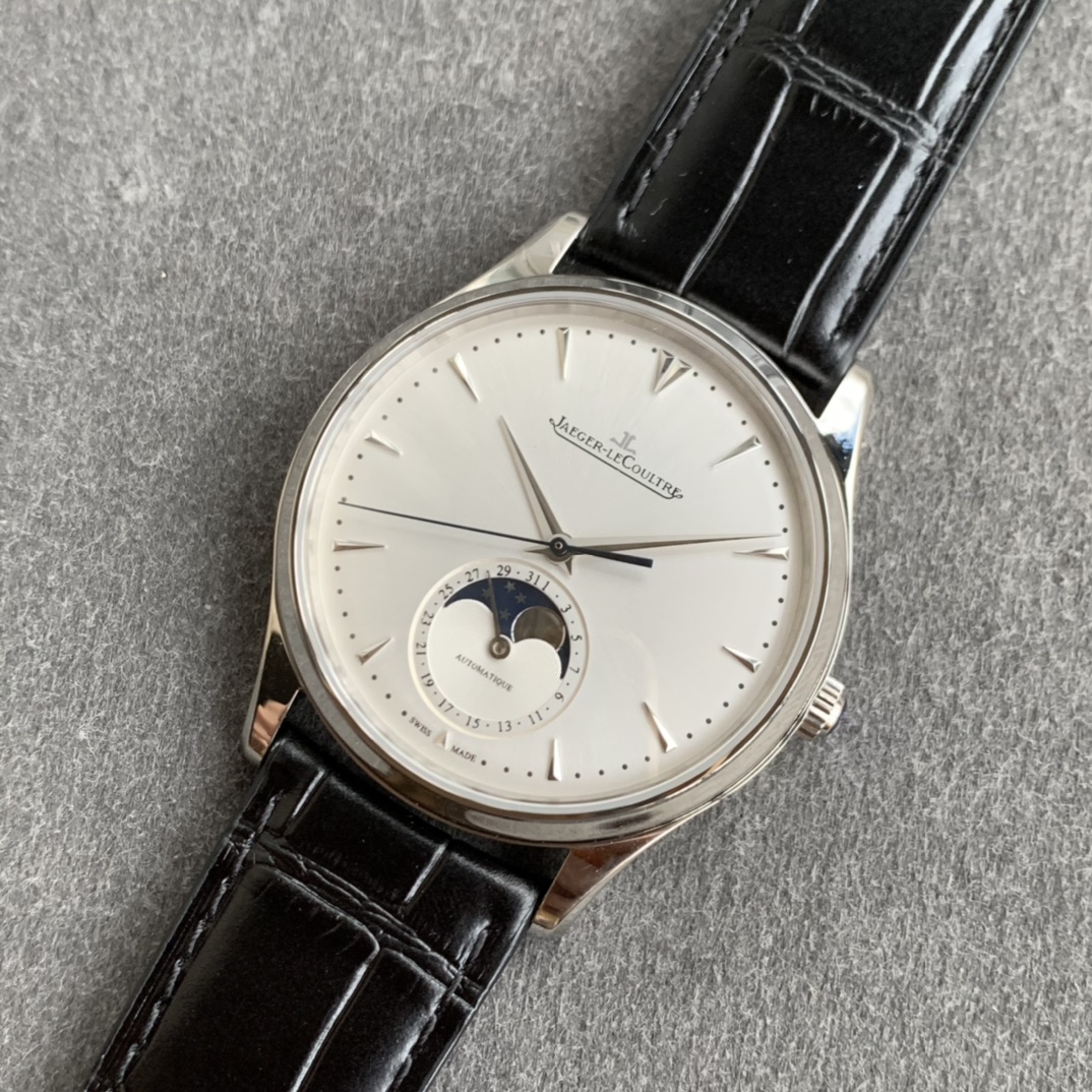 aeger-LeCoultre Master Ultra Thin Moon Phase Dress Watch for Men (Model Q1368420) - 39mm Case Diameter, 9.9mm Thickness