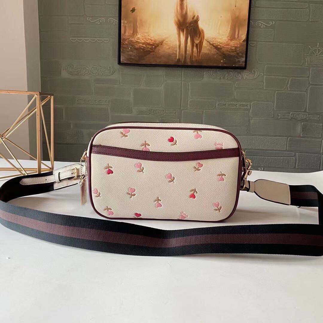 COACH New Valentine's Day Double-Zip Camera Bag 2835 Leather-Trimmed Version