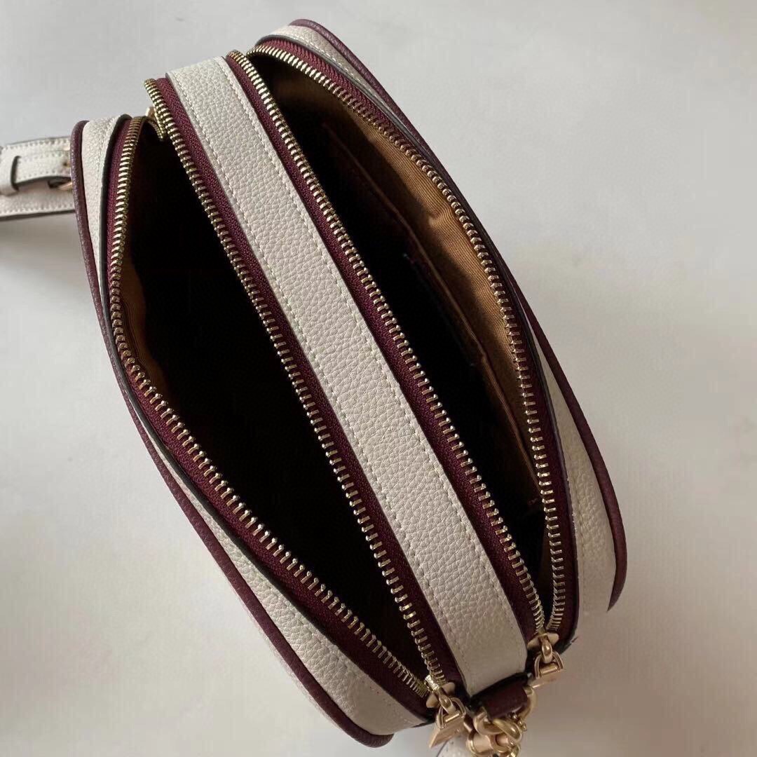 COACH New Valentine's Day Double-Zip Camera Bag 2835 Leather-Trimmed Version