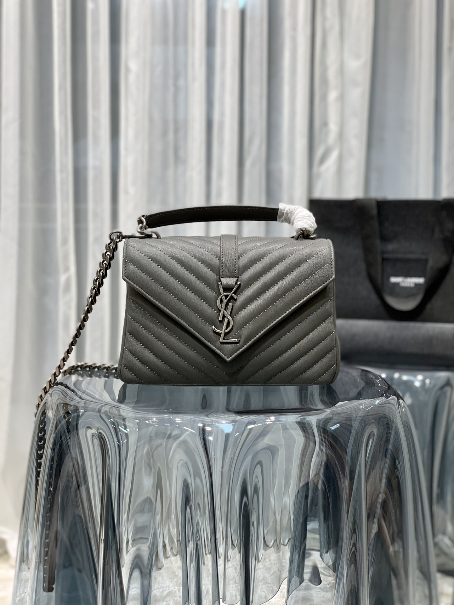 YSL #Monogram College# Gray Silver Buckle_24cm Model: 392737 Dimensions: 24x17x6cm