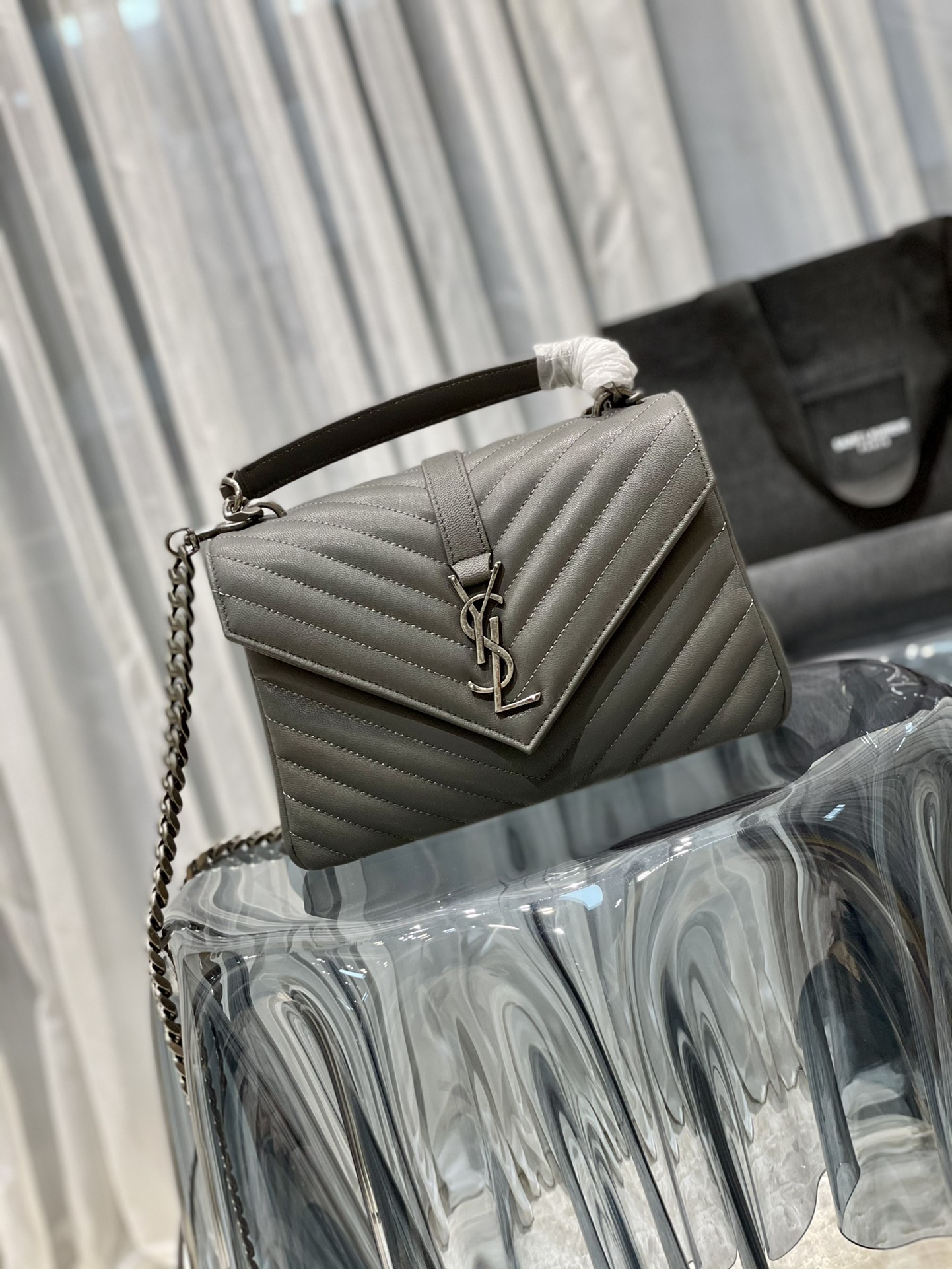 YSL #Monogram College# Gray Silver Buckle_24cm Model: 392737 Dimensions: 24x17x6cm