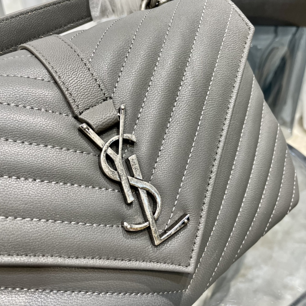 YSL #Monogram College# Gray Silver Buckle_24cm Model: 392737 Dimensions: 24x17x6cm