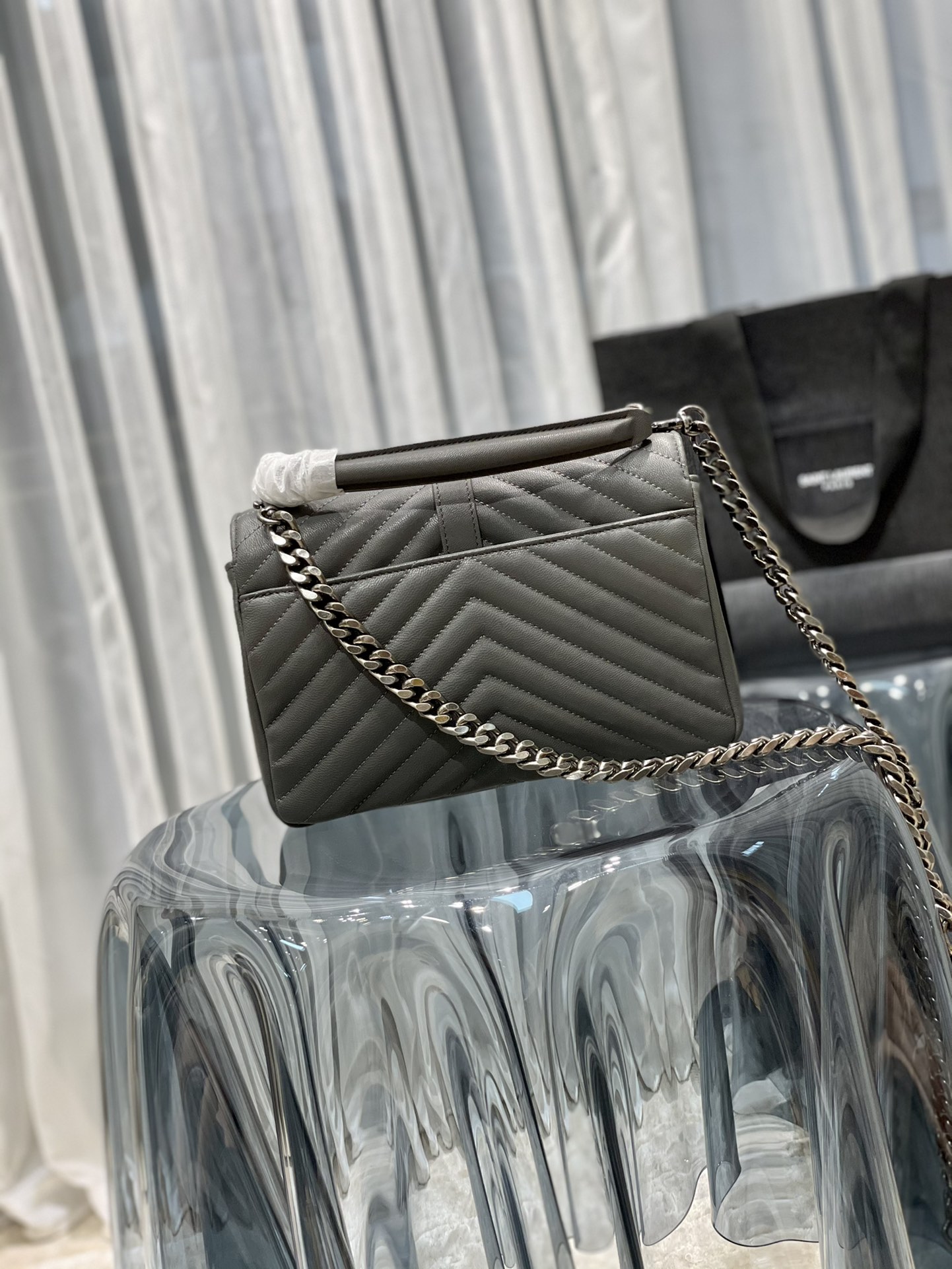 YSL #Monogram College# Gray Silver Buckle_24cm Model: 392737 Dimensions: 24x17x6cm