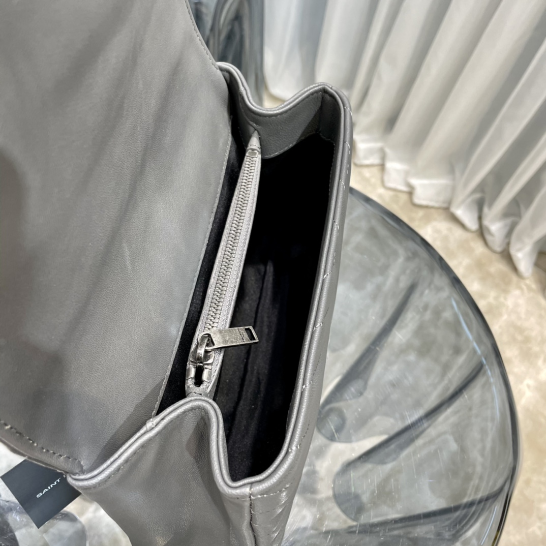 YSL #Monogram College# Gray Silver Buckle_24cm Model: 392737 Dimensions: 24x17x6cm