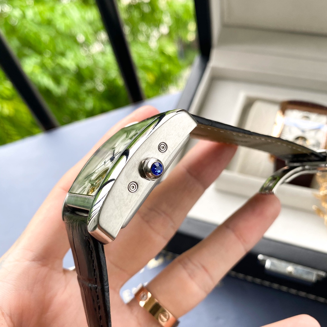 Cartier Tank 2020 Tourbillon Automatic 40mm × 13mm – 316L Steel Men’s Watch with Mineral Crystal and Genuine Leather Strap