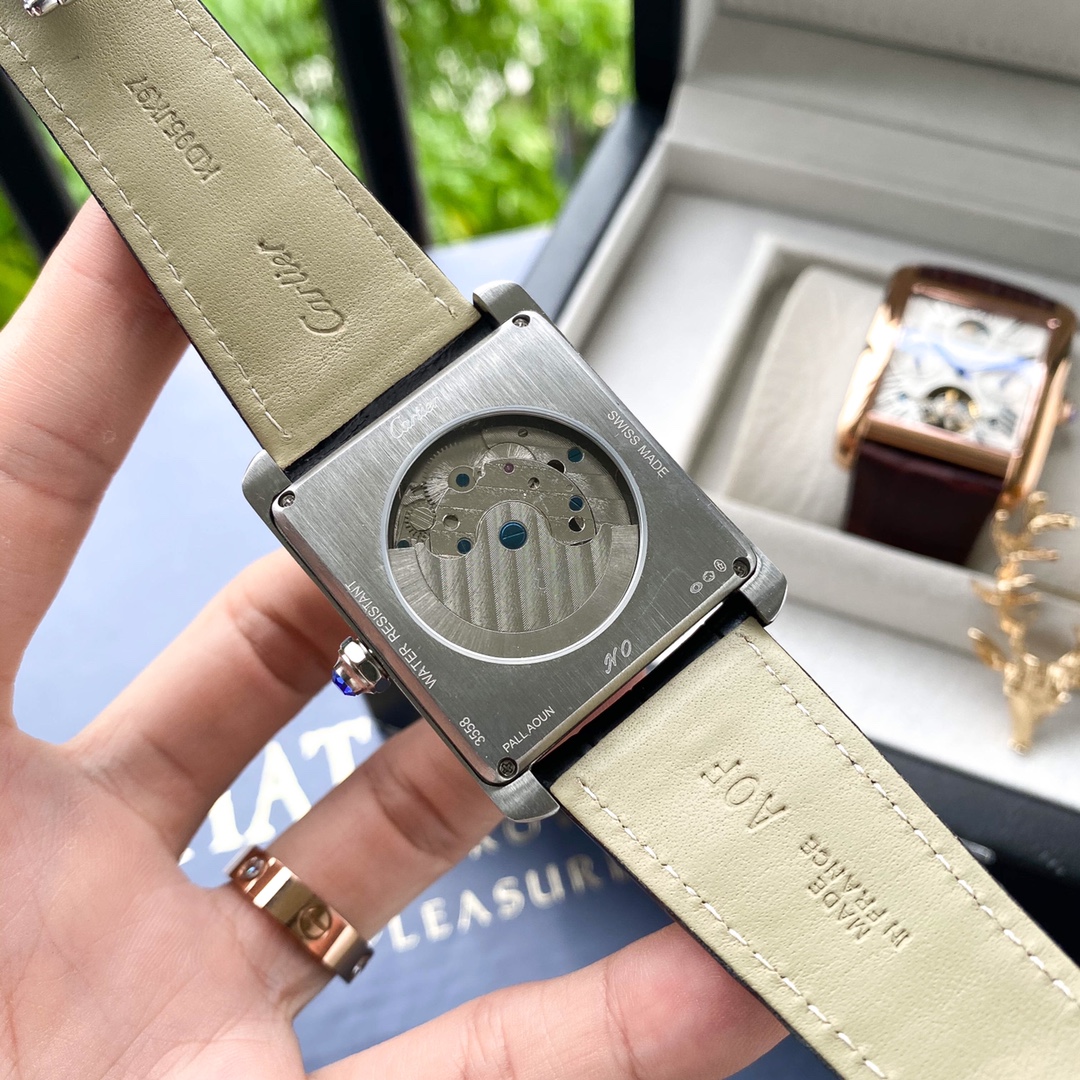 Cartier Tank 2020 Tourbillon Automatic 40mm × 13mm – 316L Steel Men’s Watch with Mineral Crystal and Genuine Leather Strap