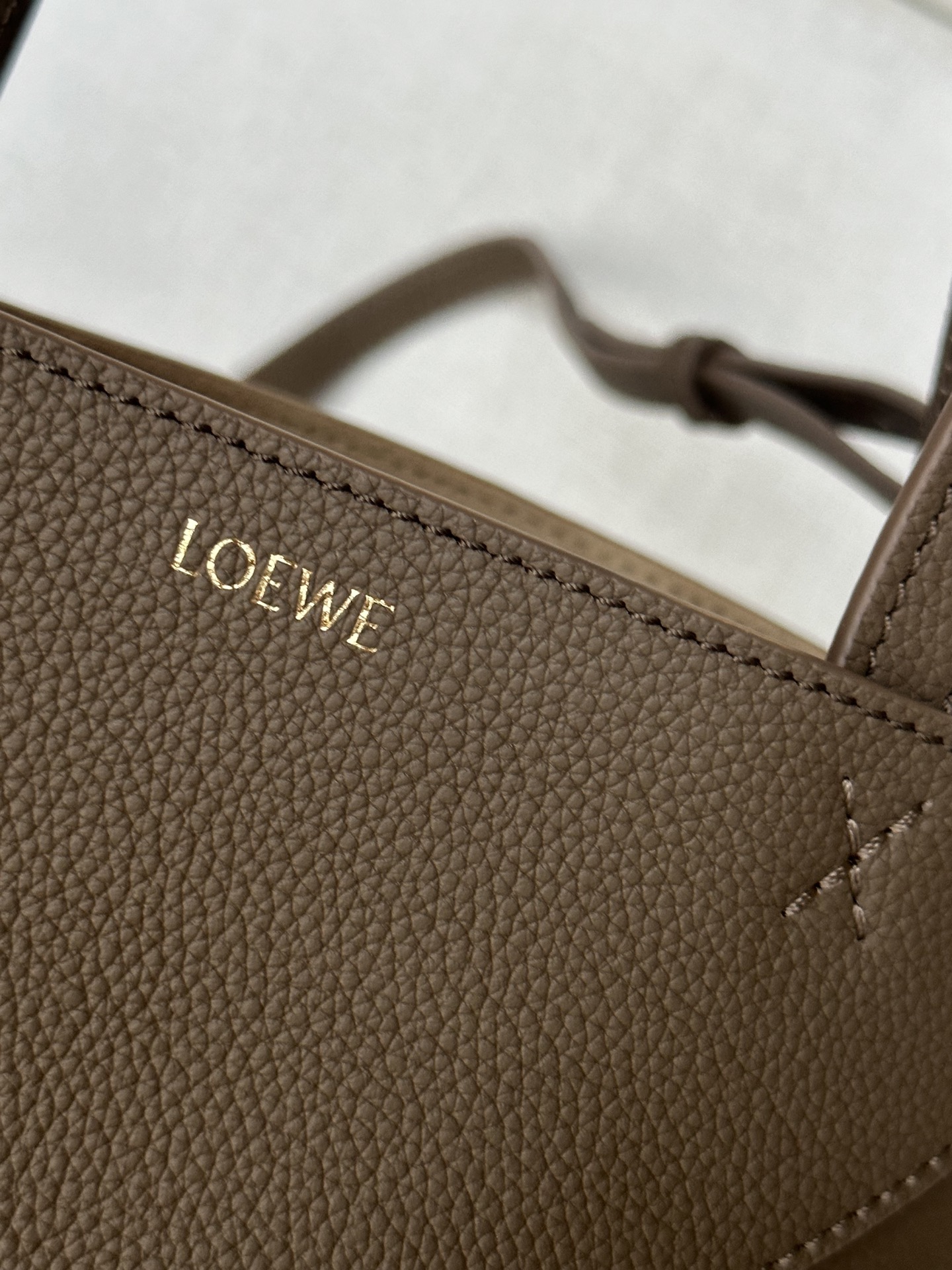 Loewe Model 1763 Taupe Mini Glossy Calfskin Puzzle FoldMini 16.5-9-20