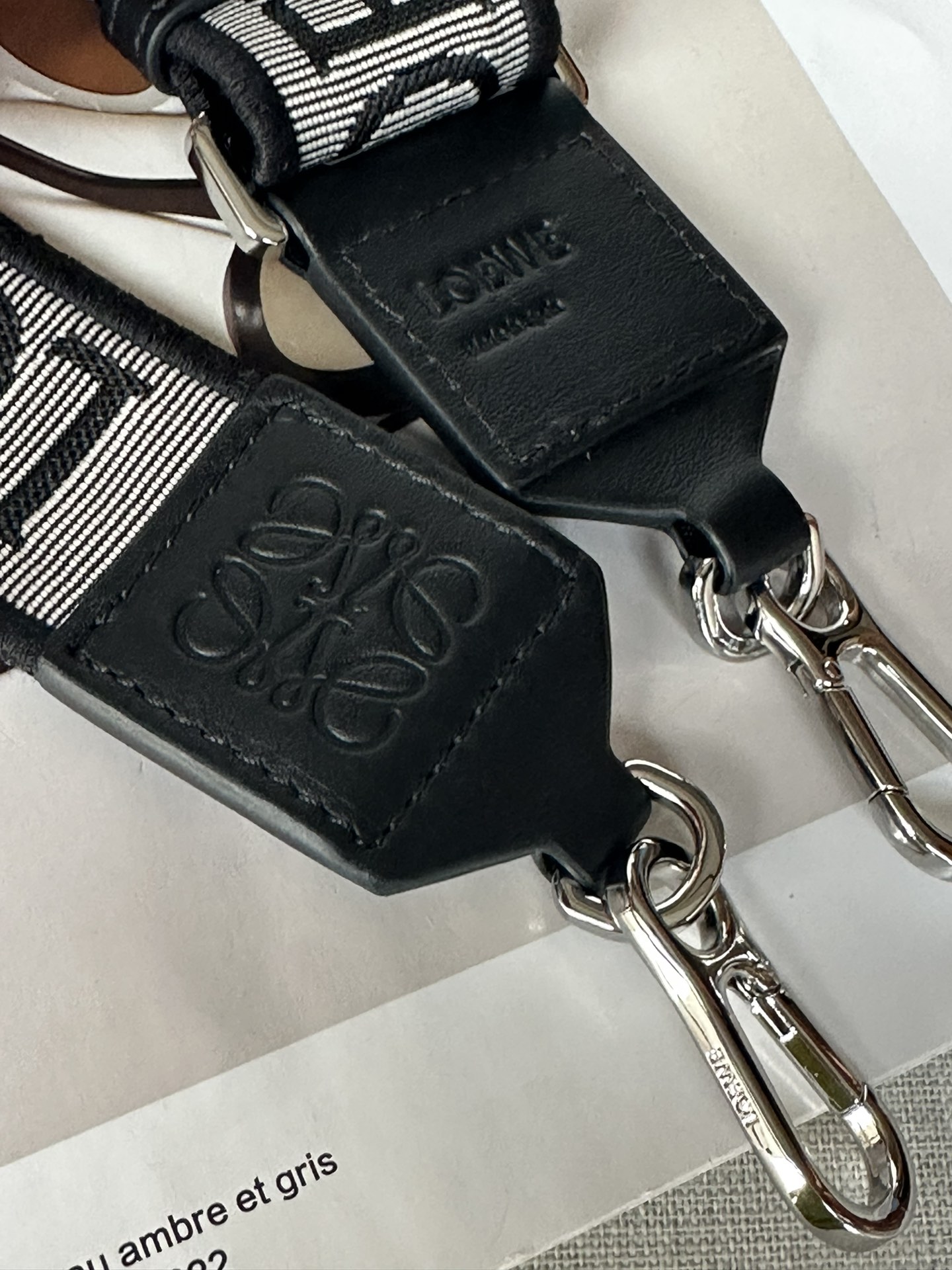 Loewe Anagram Jacquard Reversible Embroidered Shoulder Strap No.1667 0.230 Classic Black/Silver Shoulder Strap Length: 1050-40mm