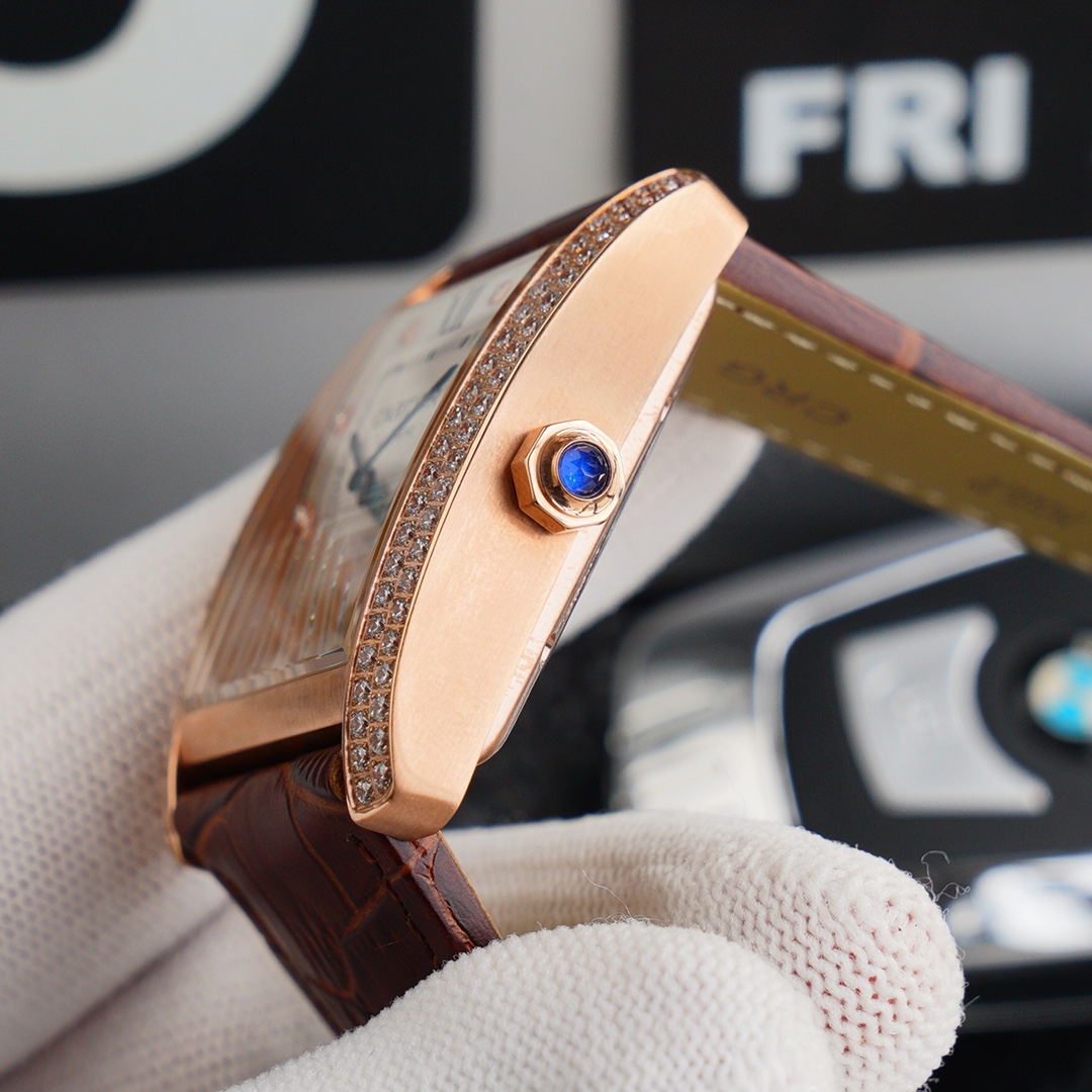 Cartier Tank  Automatic 34mm × 44mm – Cal.1904MC Movement with Curved Sapphire Crystal and Premium Calfskin Strap