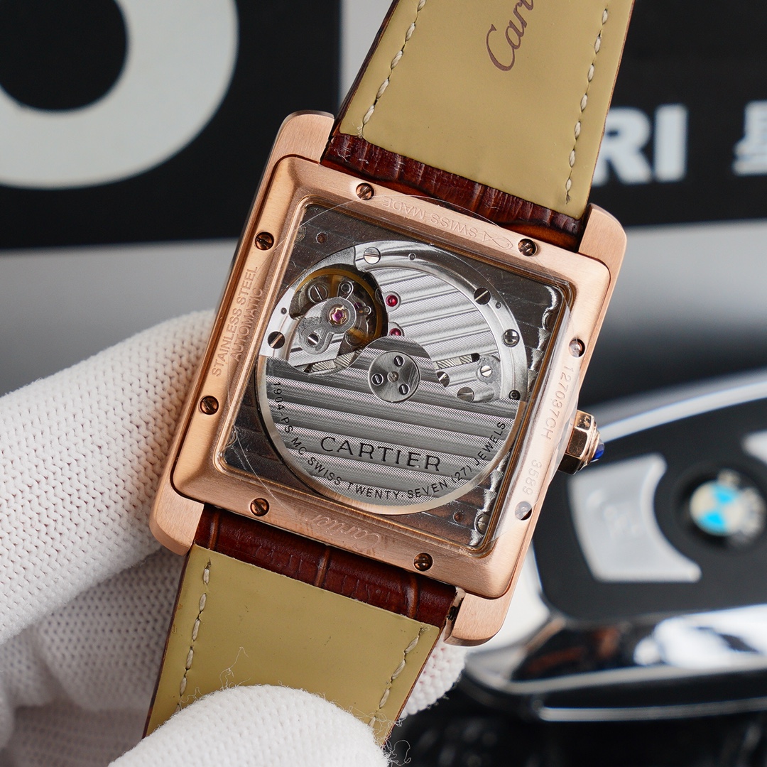 Cartier Tank  Automatic 34mm × 44mm – Cal.1904MC Movement with Curved Sapphire Crystal and Premium Calfskin Strap